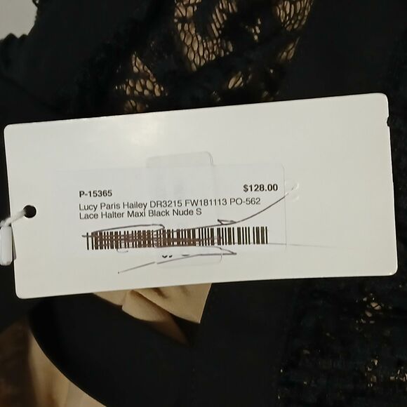 Lucy Paris Hailey Womens Black Halter Lace Lined Maxi Party Cocktail Dress Small - Picture 10 of 13